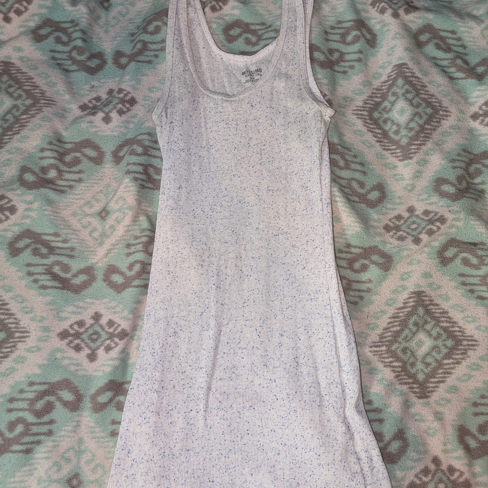 White and Blue Speckled Tank Dress 2/$12